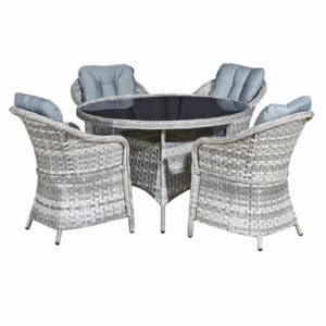 Oseasons® Sicilia Rattan 4 Seat Dining Set in Dove Grey with Black Glass