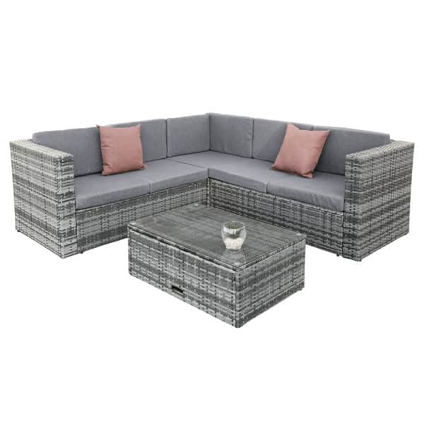 Oseasons® Hampton KD Rattan 5 Seat Corner Lounge Set in Grey