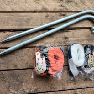 Marquee tiedowns - pegs and ratchet straps